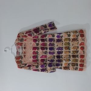 Ted Baker floral mini dress relaxed fit satin size 2